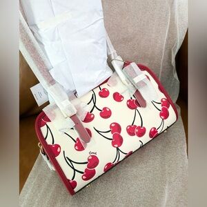Coach Cherry Print Leather Swing Shoulder Bag